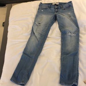 Light wash distressed jeans